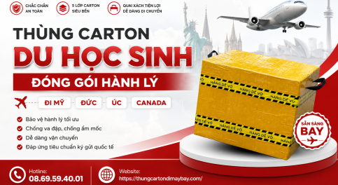 Thùng Carton Du Học Sinh - Đóng Gói Hành Lý Đi Mỹ, Đức, Úc, Canada