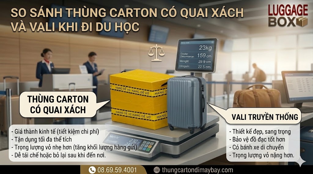 thùng carton và vali